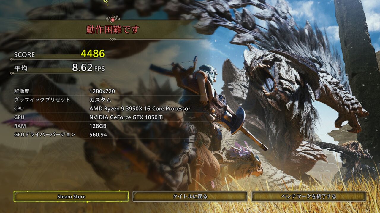 [Monster Hunter Wilds] The average was 8.6s FPS, but it seems to be just barely out of range.