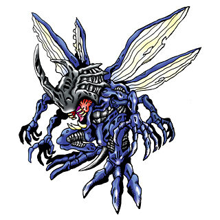 [Digimon] The visual of the creature is enhanced, featuring a beetle motif made of iron plate.