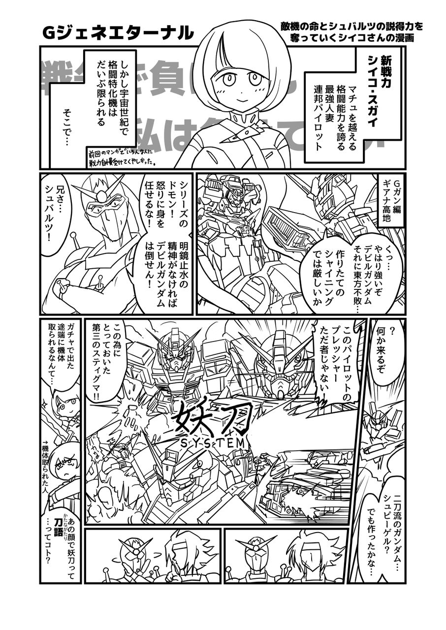 [G Generation] Due to a lack of strength, I was struggling with the G-Gun arc, but I was able to overcome it this week, so I drew a manga.